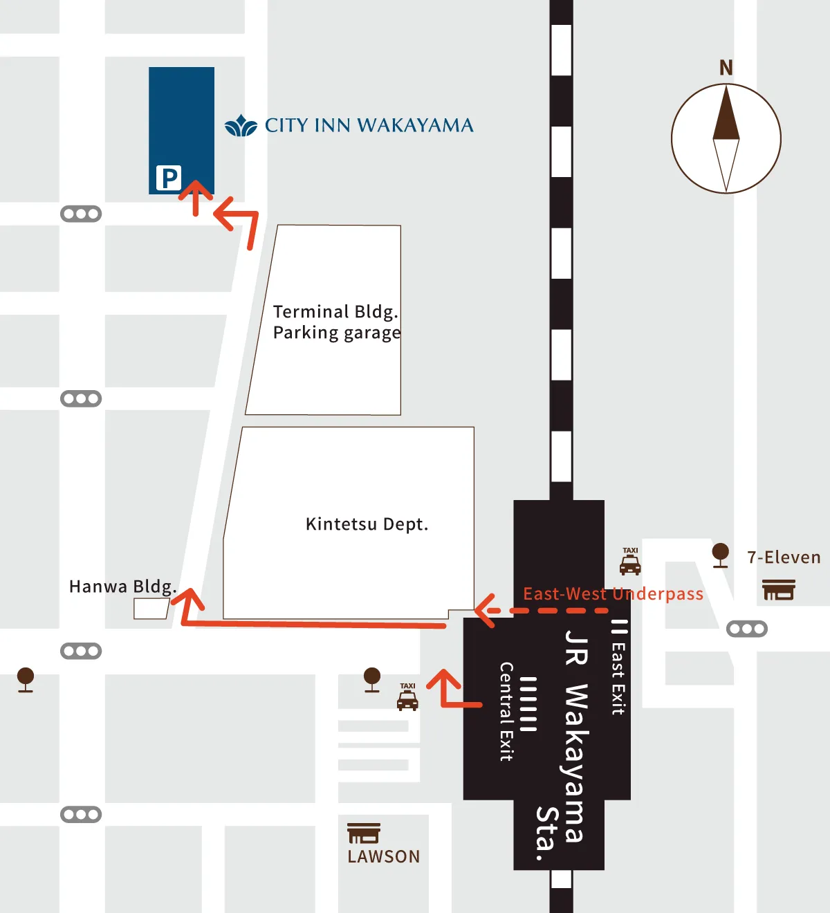 Directions from JR Wakayama Station to the hotel